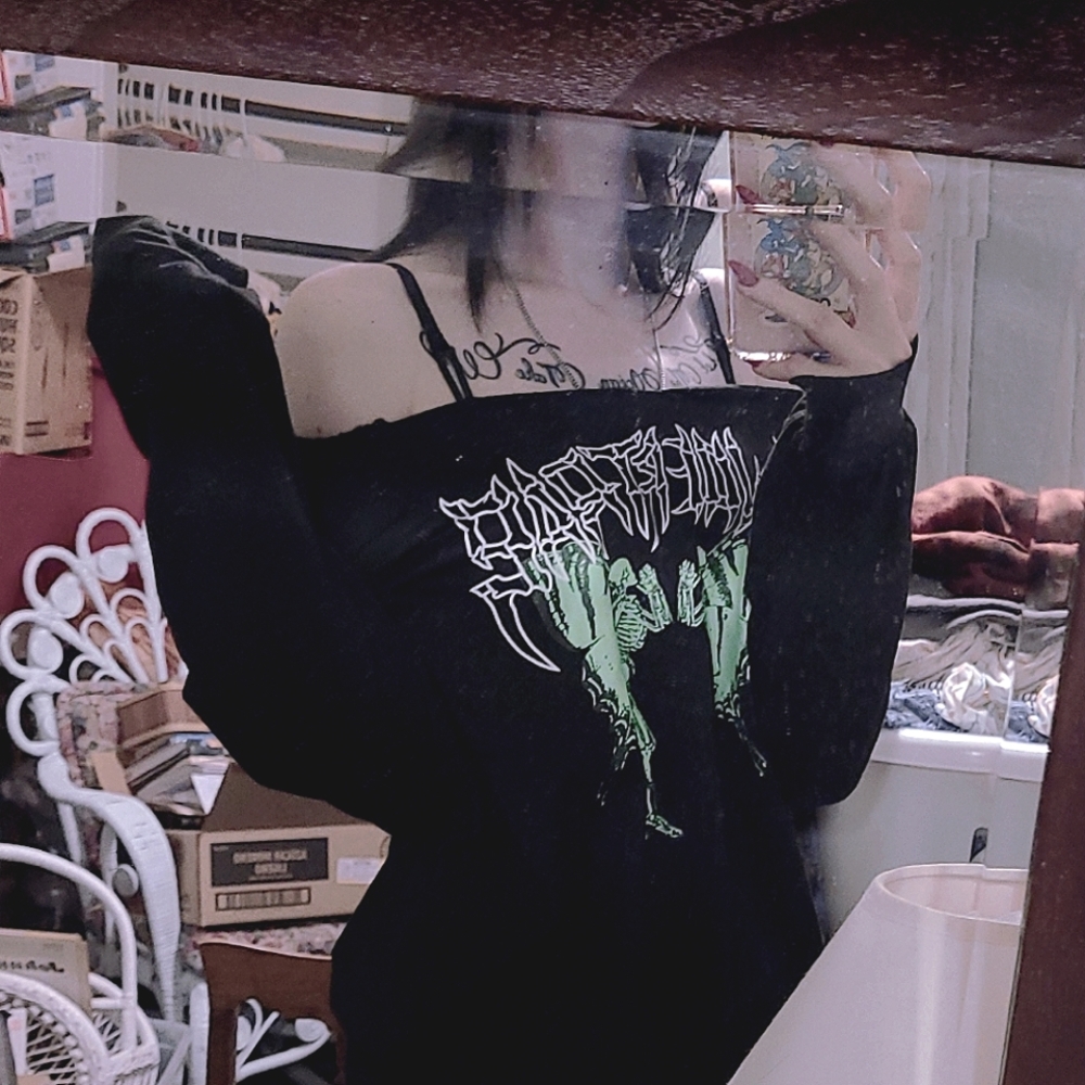 Off the shoulder goth sweatshirt